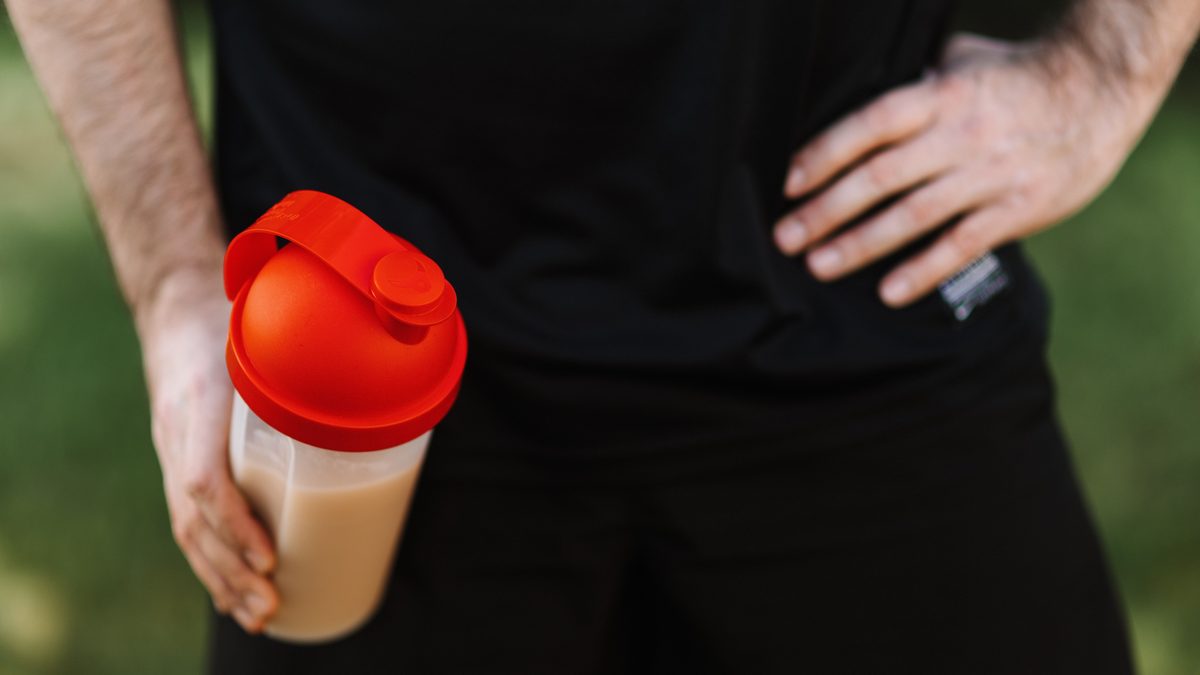 Protein shaker held after a training session