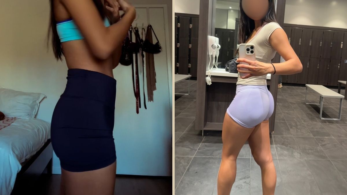 Megan's before and after transformation, bulk and cut
